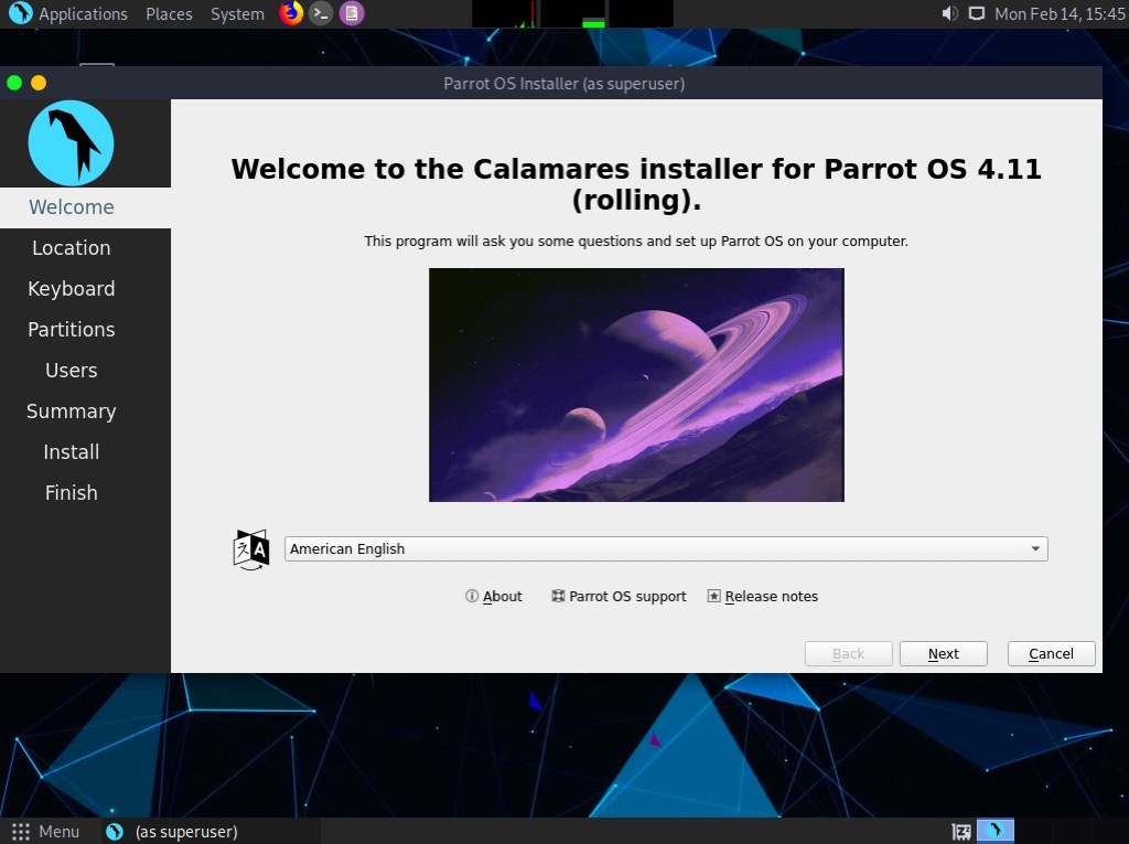 Parrot OS 4.11 installation guide