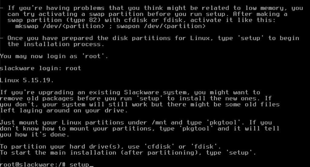 Slackware 15 installation guide